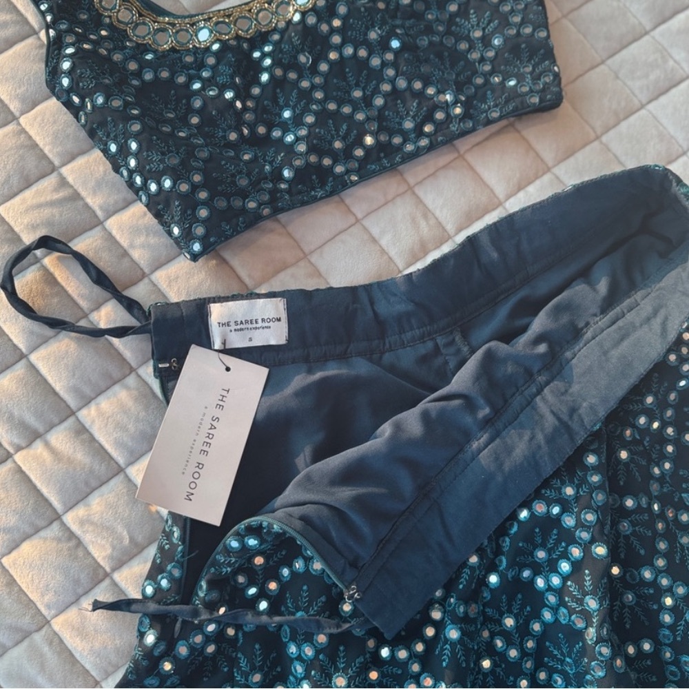 Teal Sequin Skirt Set